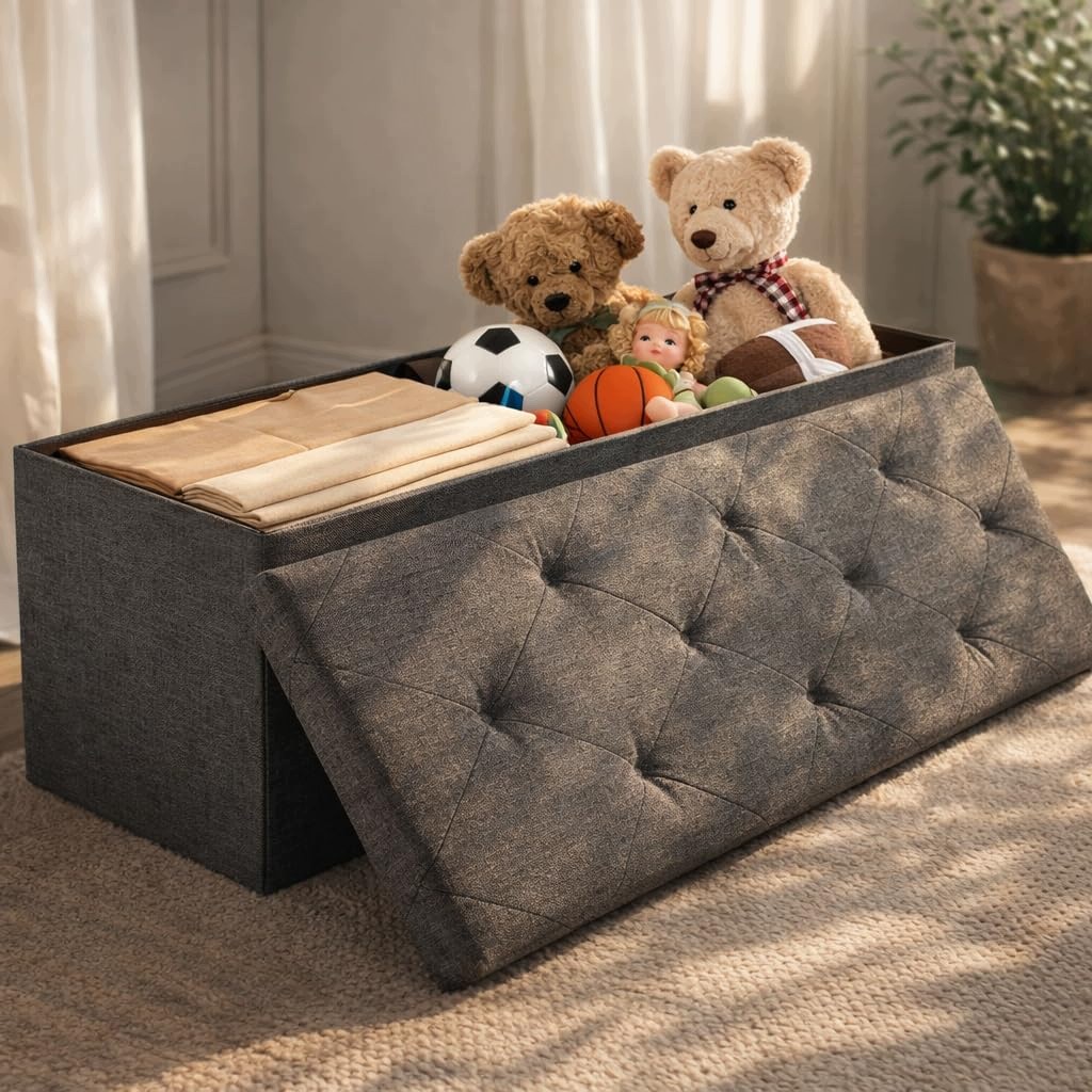 Siedzisko 110T szary z przechowywaniem 110 x 38 x 38 cm 150 kg obciążenie