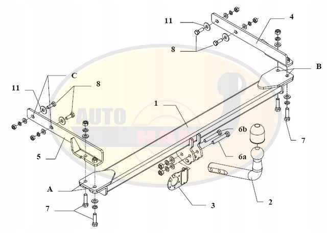 Hak holowniczy odkręcany MERCEDES 124 D02 Producent Auto-hak