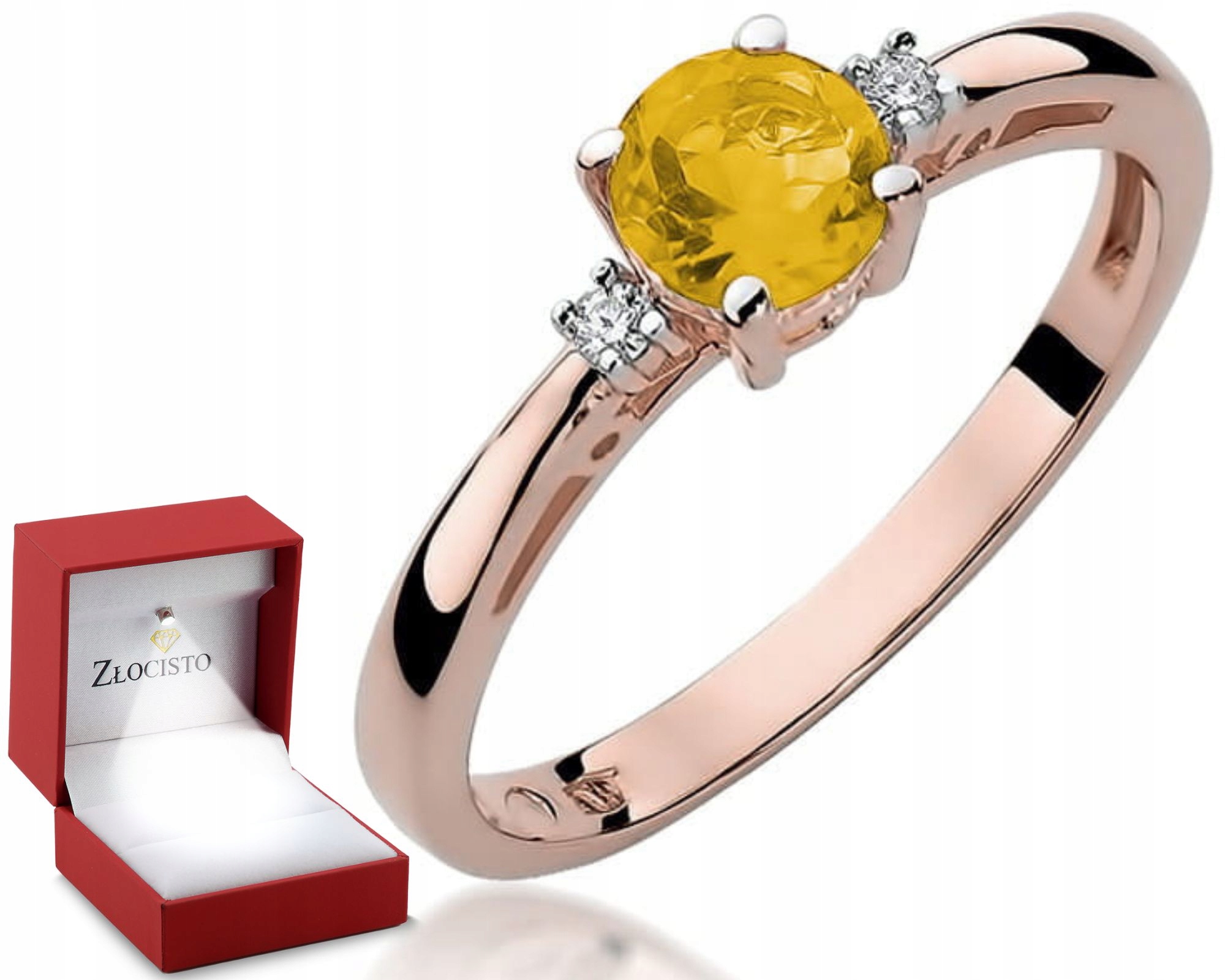 Růžové Zlato Prstýnek S Brilianty A Citronem Gravírování