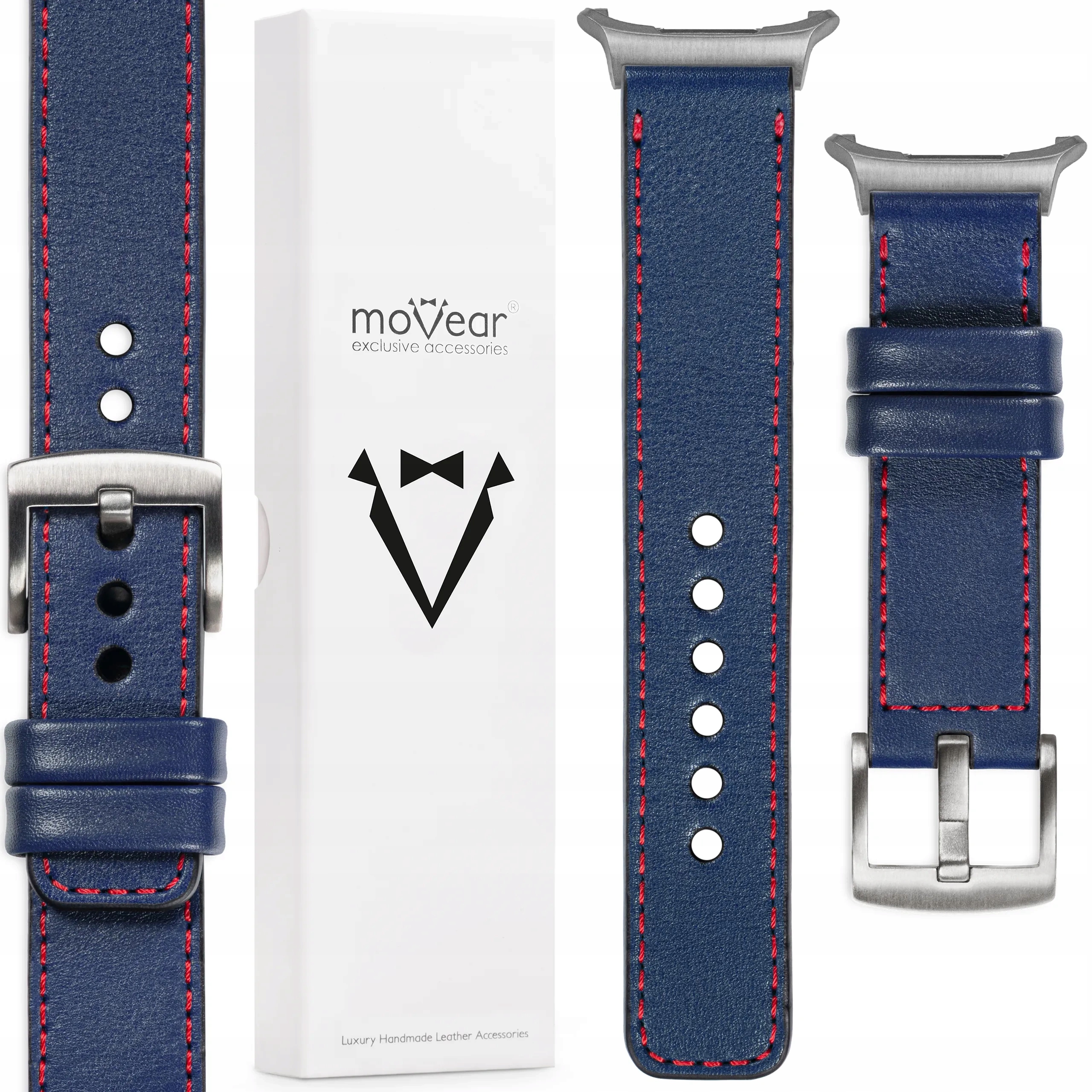 Kožený řemínek pro Samsung Galaxy Watch Ultra Modrý 22 mm Polský Movear