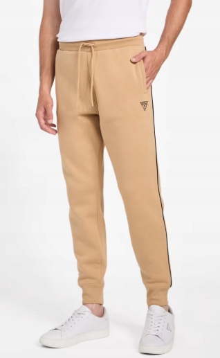 Guess Pánské Béžové Tepláky S Lampasy A Dlouhým Logem 54 G_a