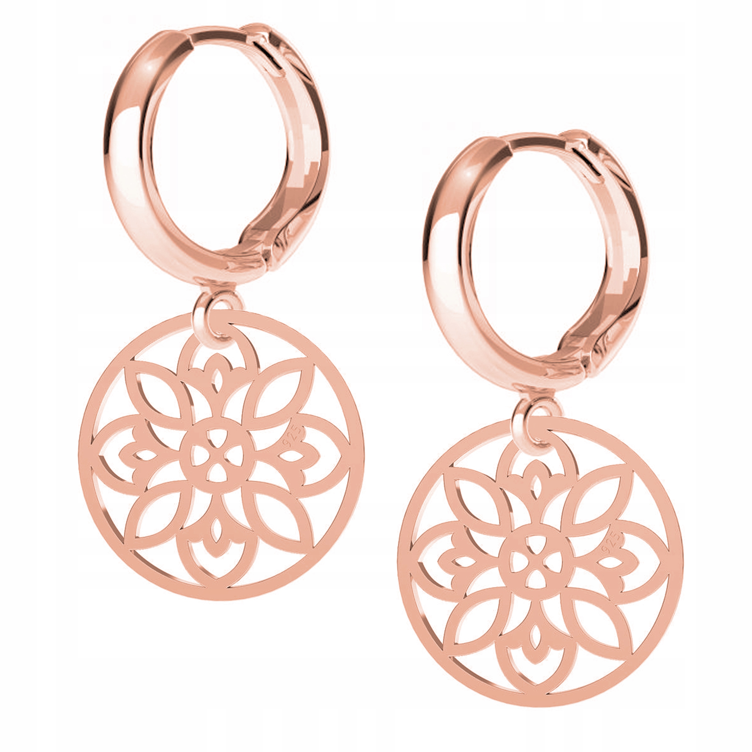 Náušnice Prolamovaný Květ růžové zlato 925