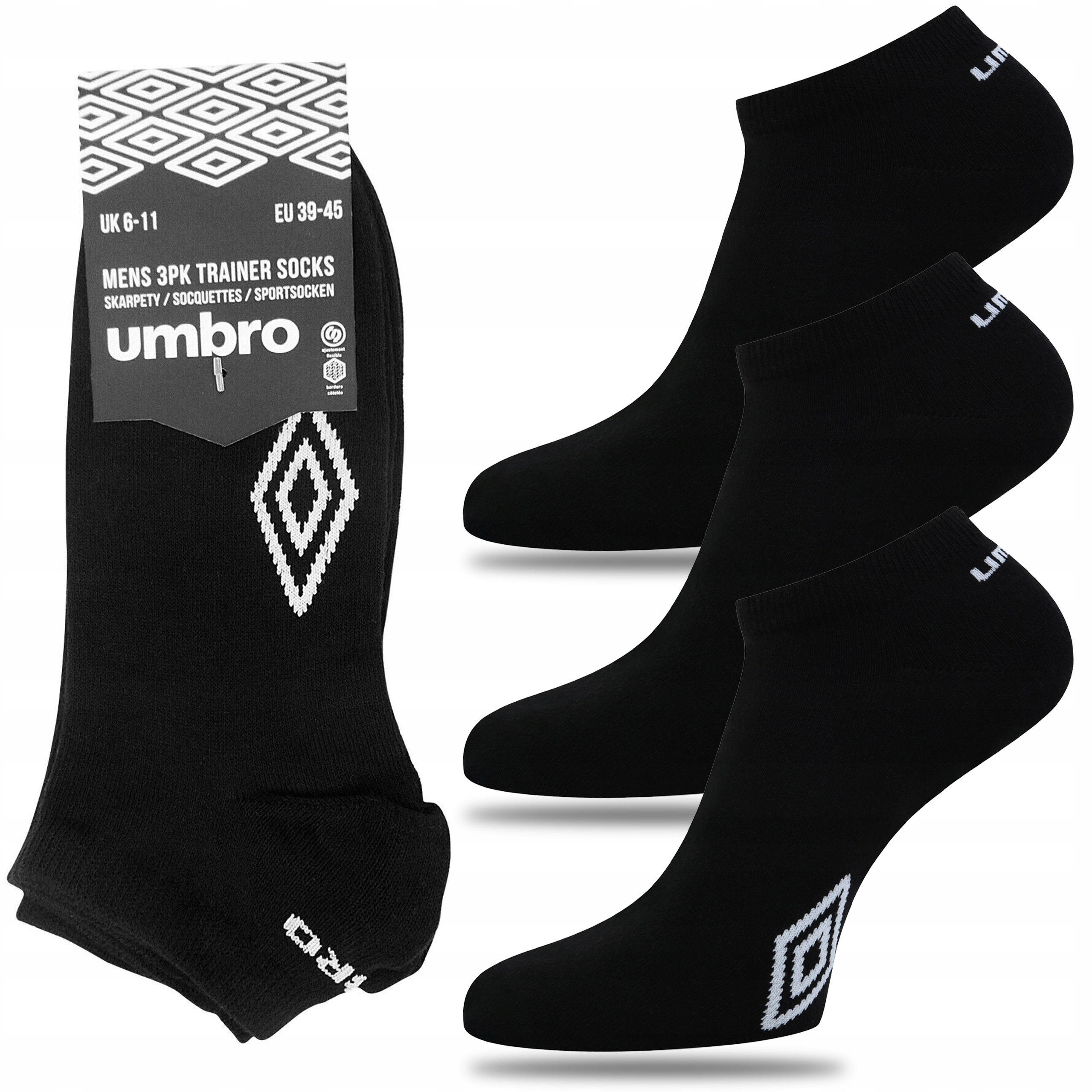 Ponožky bavlněné Kotníkové Ponožky 3-PAK sportovní Umbro Sneaker 43-46