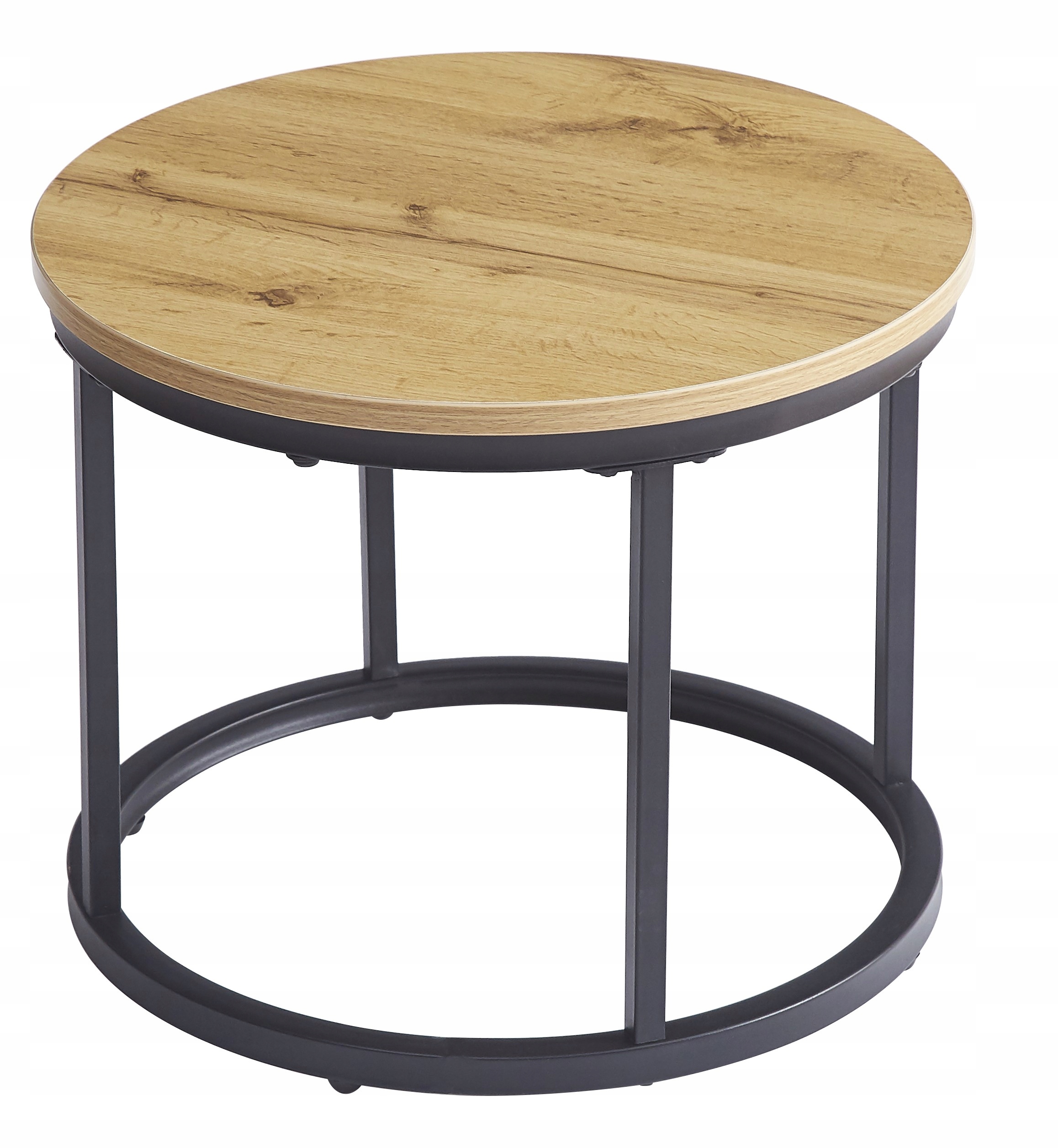 Moderní Konferenční Stolek Kulatý Loftová Lavice Industriální Dub fi 50 cm