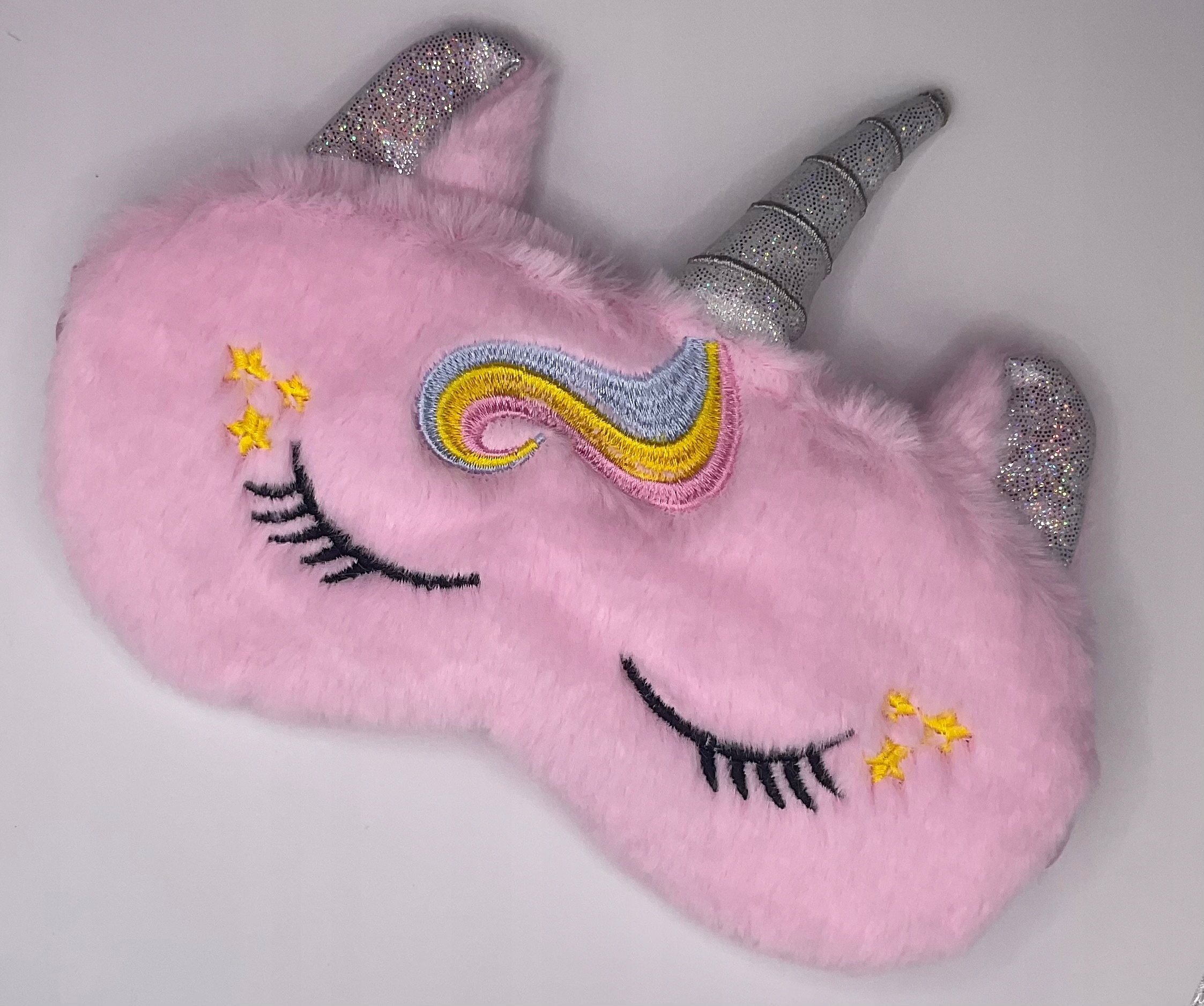 OPASKA NA OCZY MASKA DO SPANIA SNU RELAKSU JEDNOROŻEC RÓŻOWY PLUSZOWY Wzór dominujący zwierzęcy