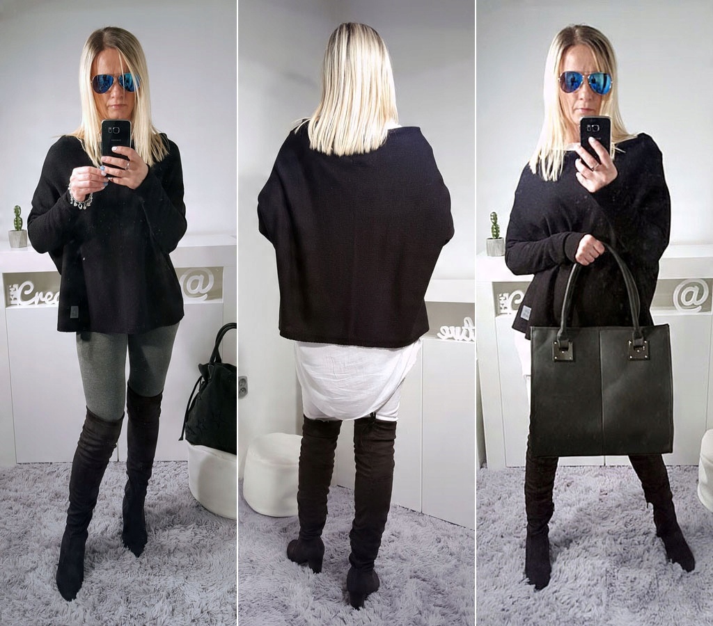

Sweterek Oversize Tunika Sweter Wool Odkryte Ramię