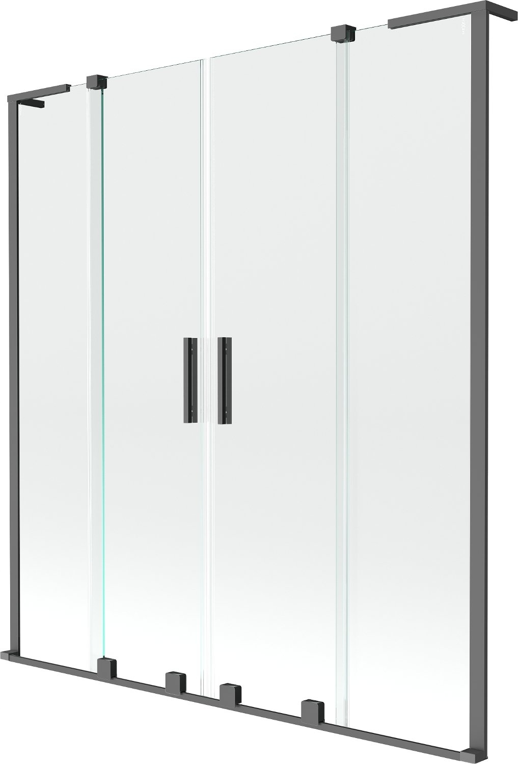 Mexen Velar L 2dílná posuvná vana obrazovka 160x150 cm, čiré sklo, gun meta