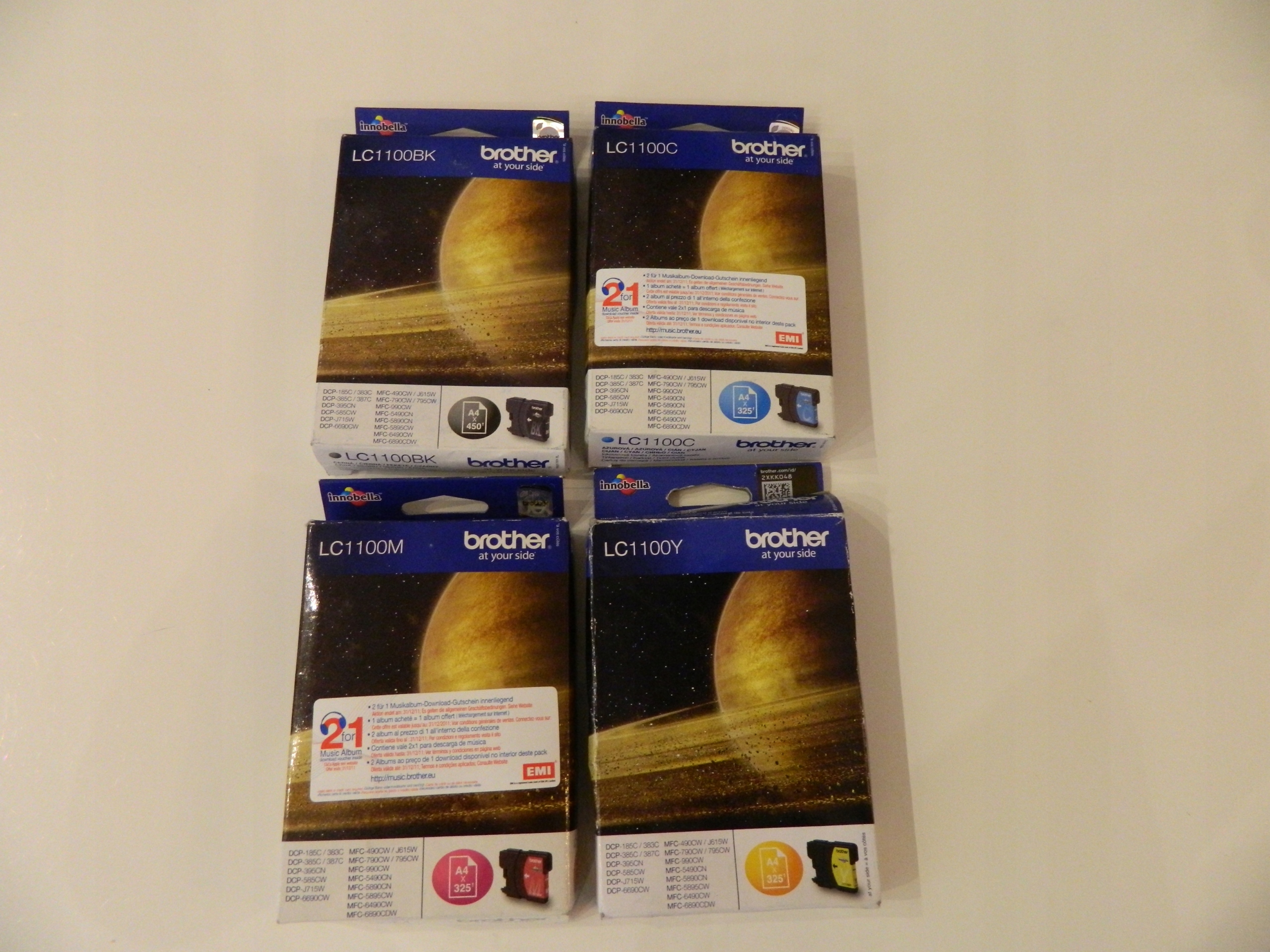 Sada 4 x Originální inkoust Brother LC1100 Cmyk