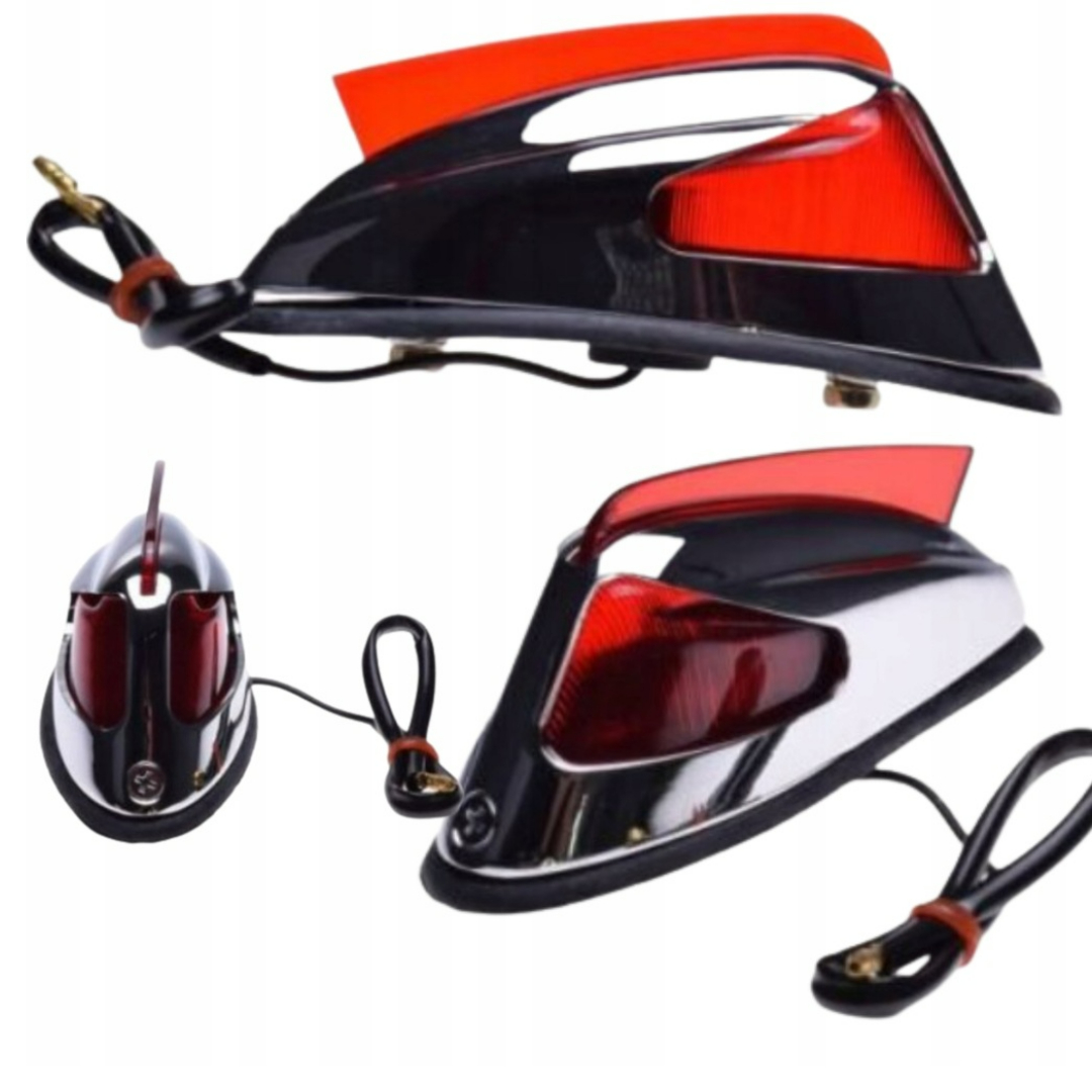 Motocykl Lampa Blatník Chrom Červená Harley Chopper Custom