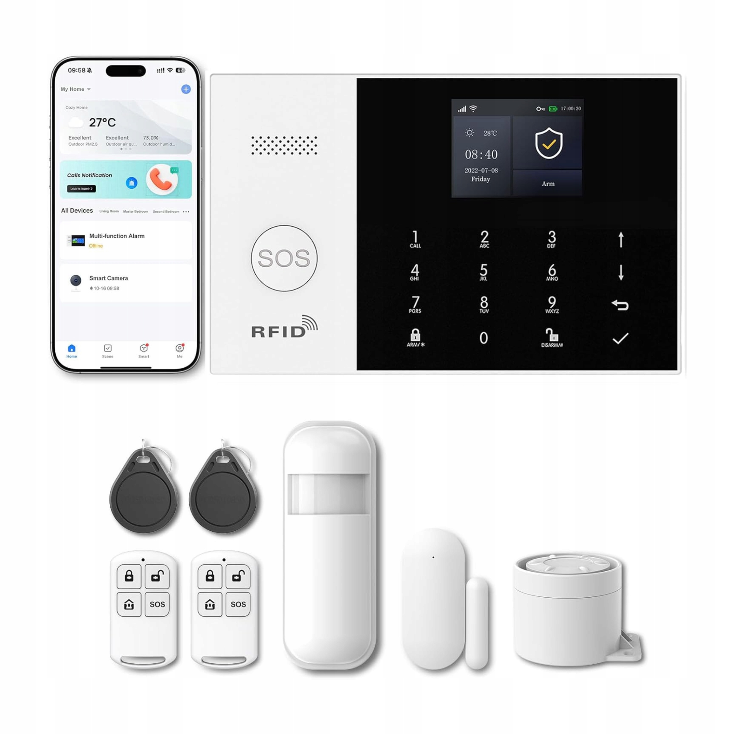 Bezdrôtový domáci alarmový systém WiFi Gsm 4G Pgst PG-105 LCD Tuya