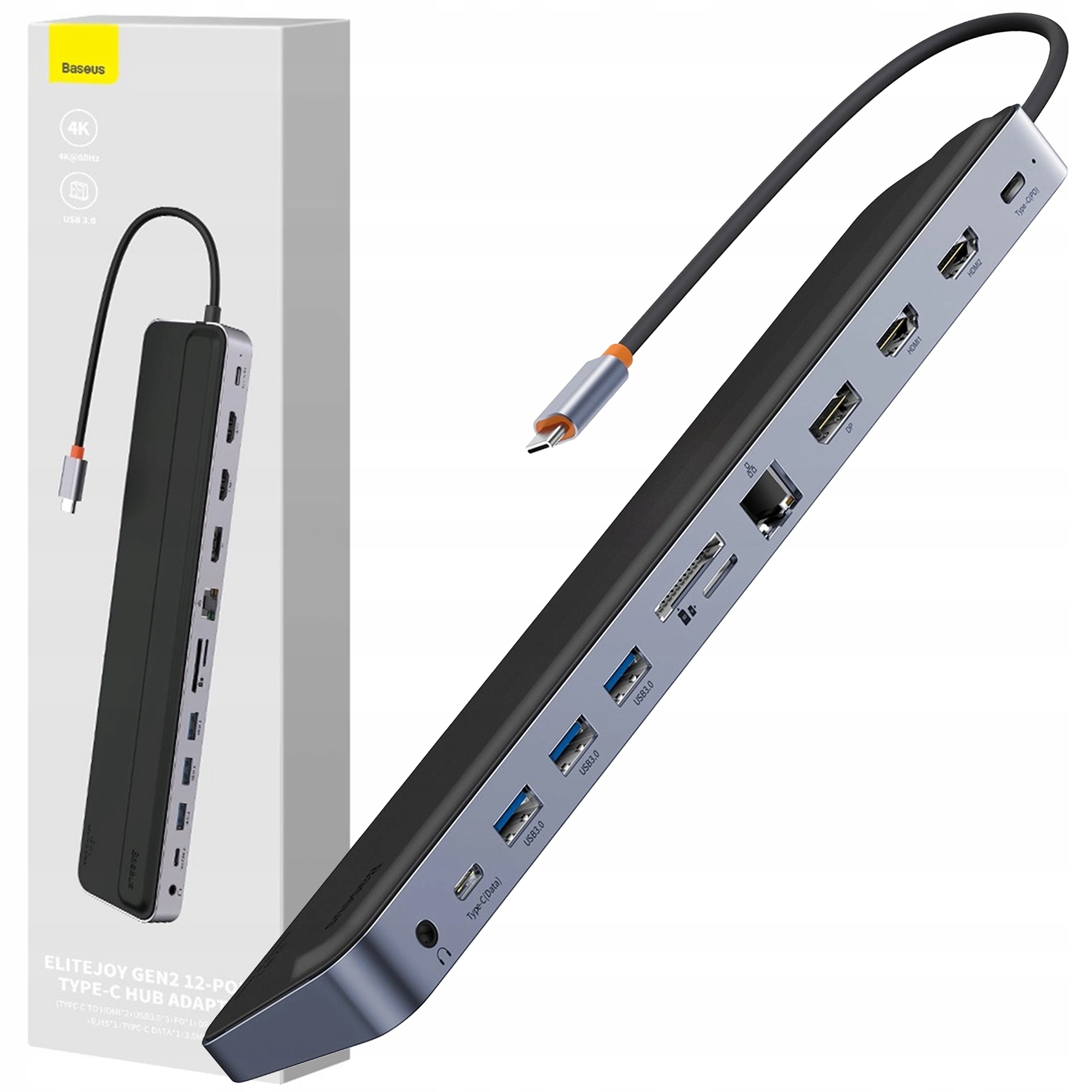 Baseus Usb C Hub 12v1 Usb-a Usb-c Dp Hdmi Sd Tf RJ45 Jack Pd 100W Podstavec