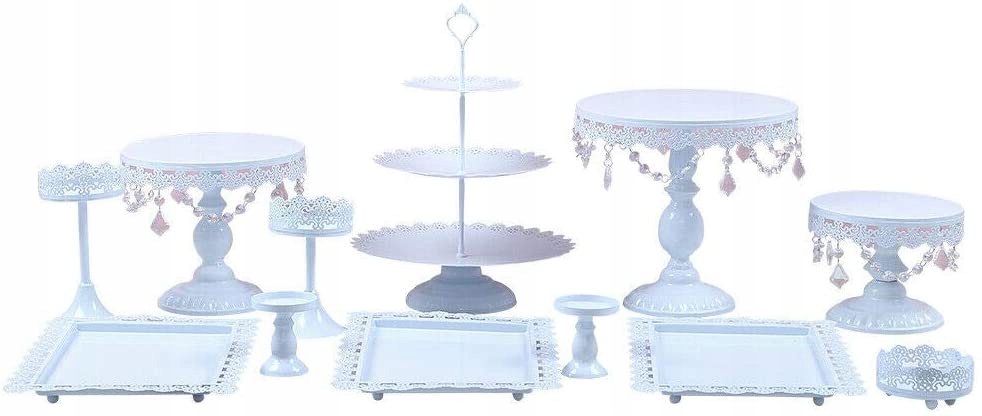 

12 pcs biała metalowa patera na ciasto