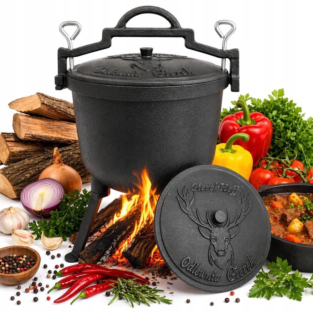 Litinový Kotlík 5 l Lovecký Hrnec Maďarský pečeně na oheň gril