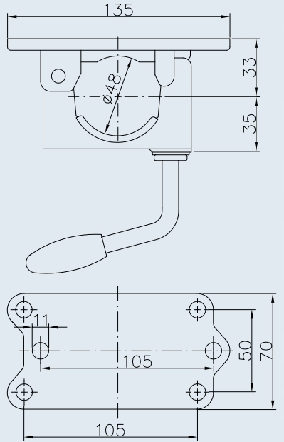 UCHWYT KOŁA PODPOROWEGO OBEJMA WINTERHOFF ŻELIWNA fi48 DO PRZYCZEPY LAWETY Waga produktu z opakowaniem jednostkowym 1.5 kg