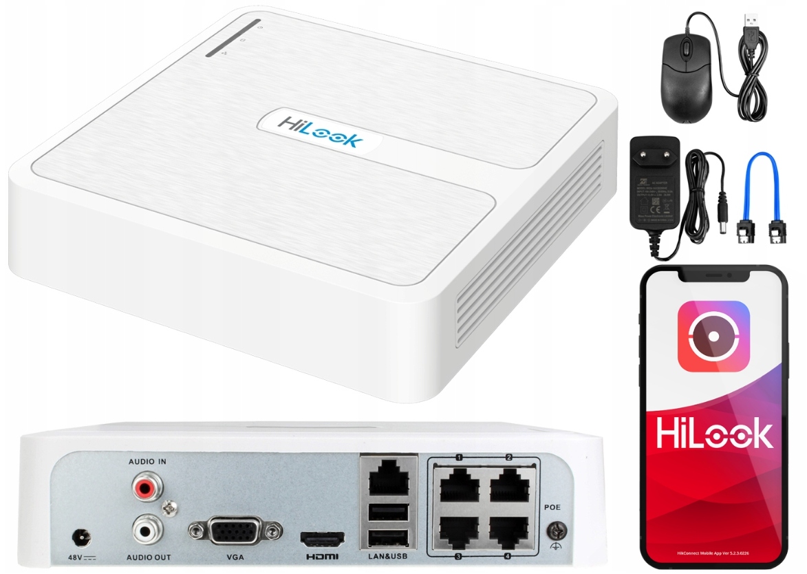 Rejestrator IP HiLook NVR-4CH-H/4P Switch 4x PoE do kamer IP