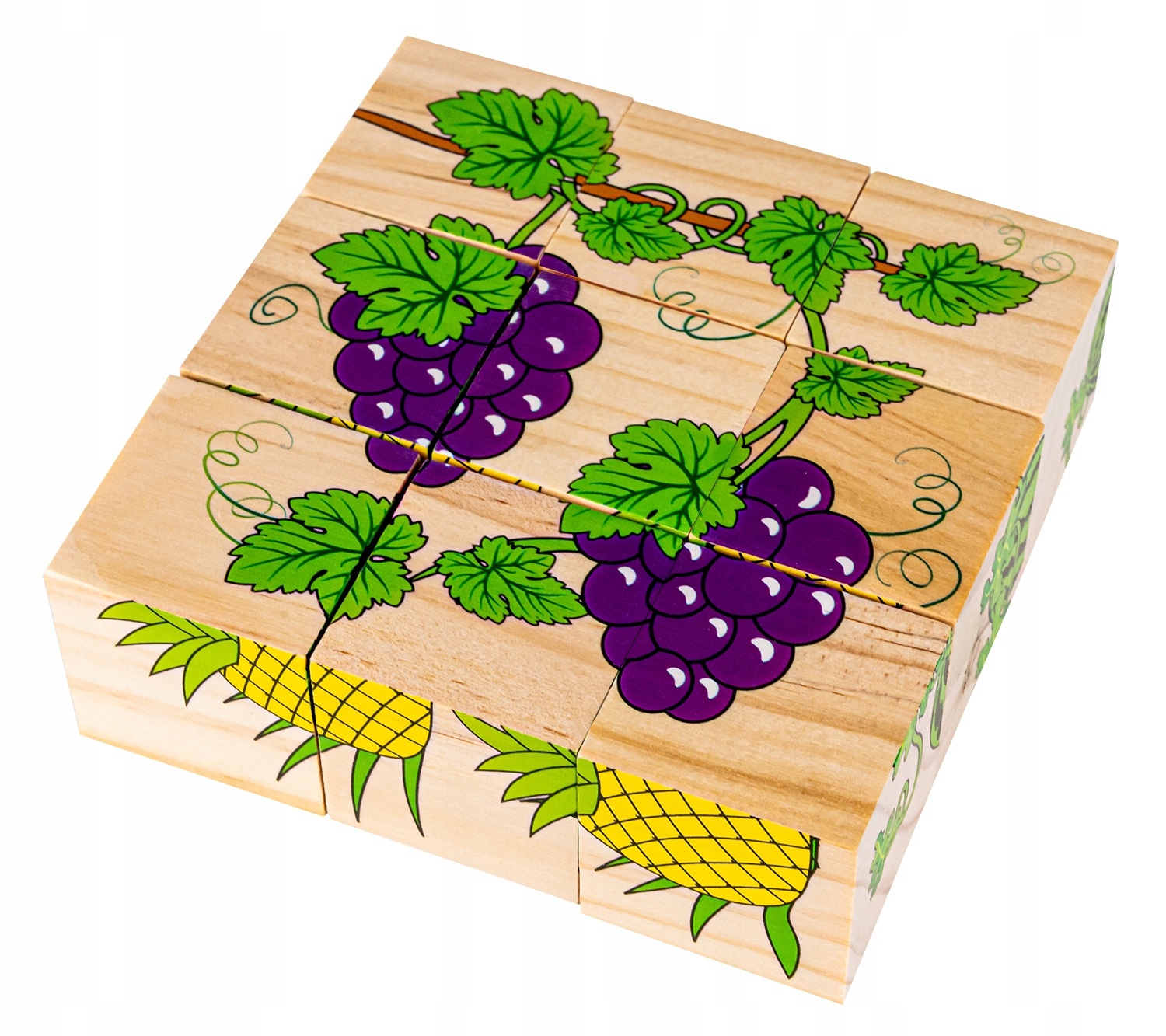 

Drewniane klocki edukacyjne układanka puzzle 6w1