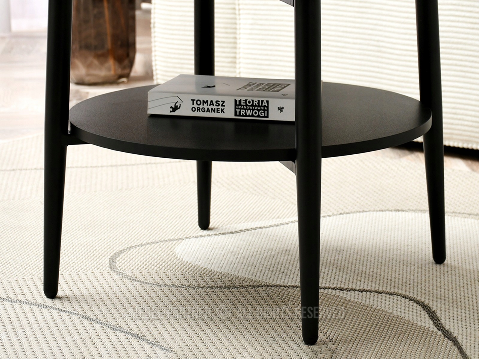 ELEGANKI STOLIK Z PÓŁKĄ RENNE S Z BLATEM CZARNY MARMUR Wysokość mebla 45 cm