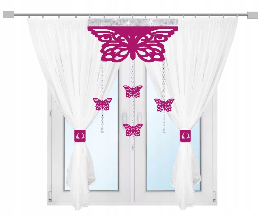 Firana nowoczesna Motyle salon sypialnia lambrekin Ażur glamur 300x150