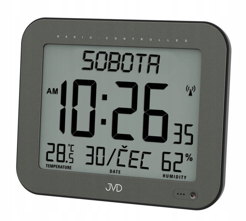 Nástenné Stolné Hodiny Jvd DH9363.1 Termometer DCF77 Dni V Týždni V Poľštine