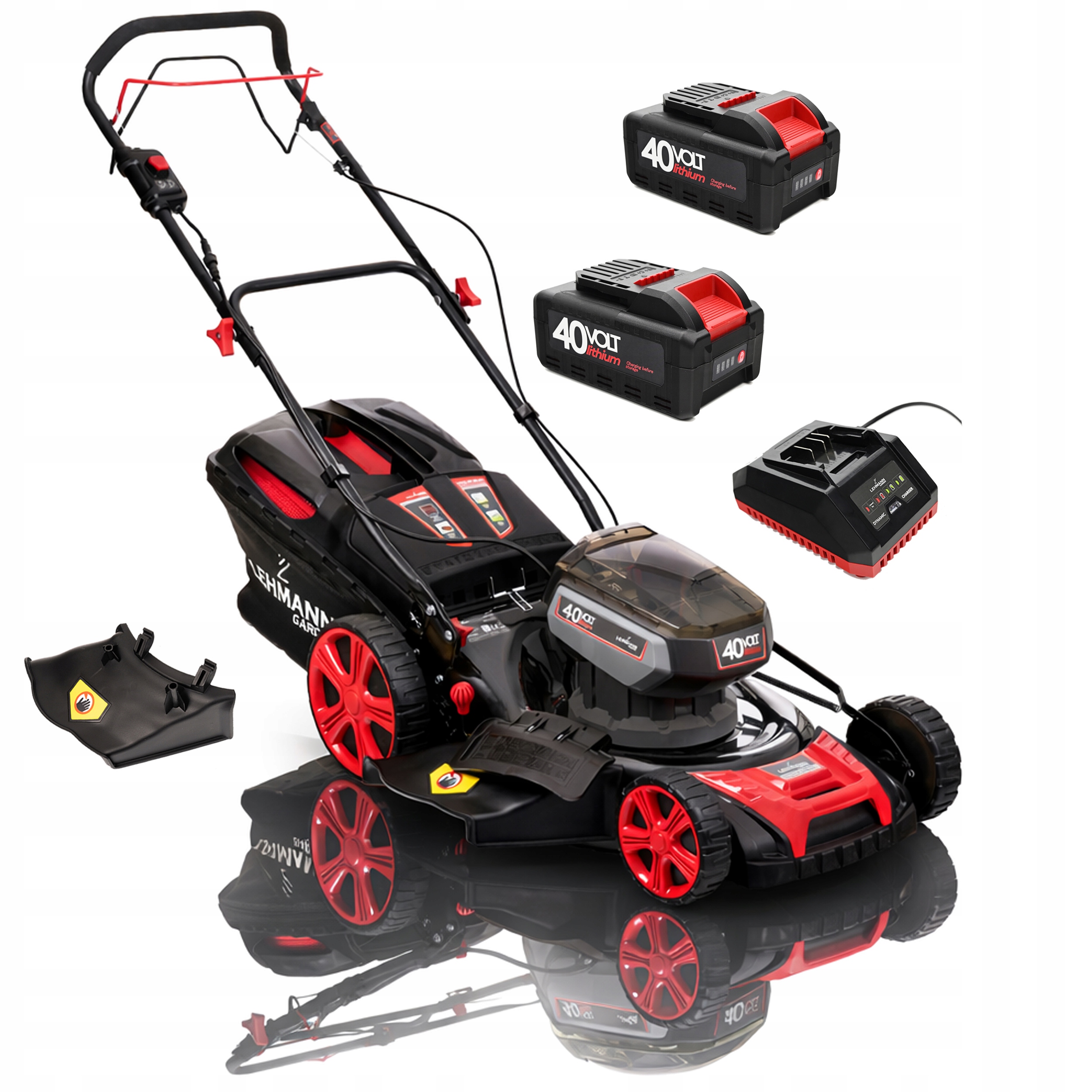 Akumulátorová Sekačka Na Trávy Indukční Motor 46CM 2X Aku 8AH Tichá 60L