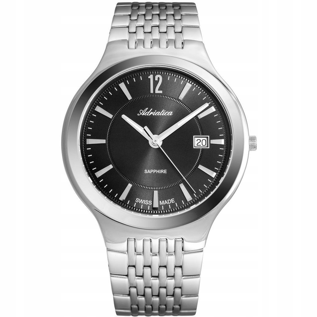 Stříbrné klasické pánské hodinky Adriatica se safírovým sklem A8296.5157Q