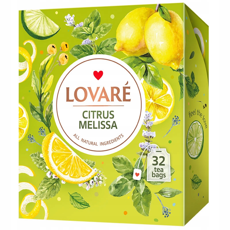 Herbata Lovare Zielona Citrus Melissa, 32 Saszetki po 1,5g