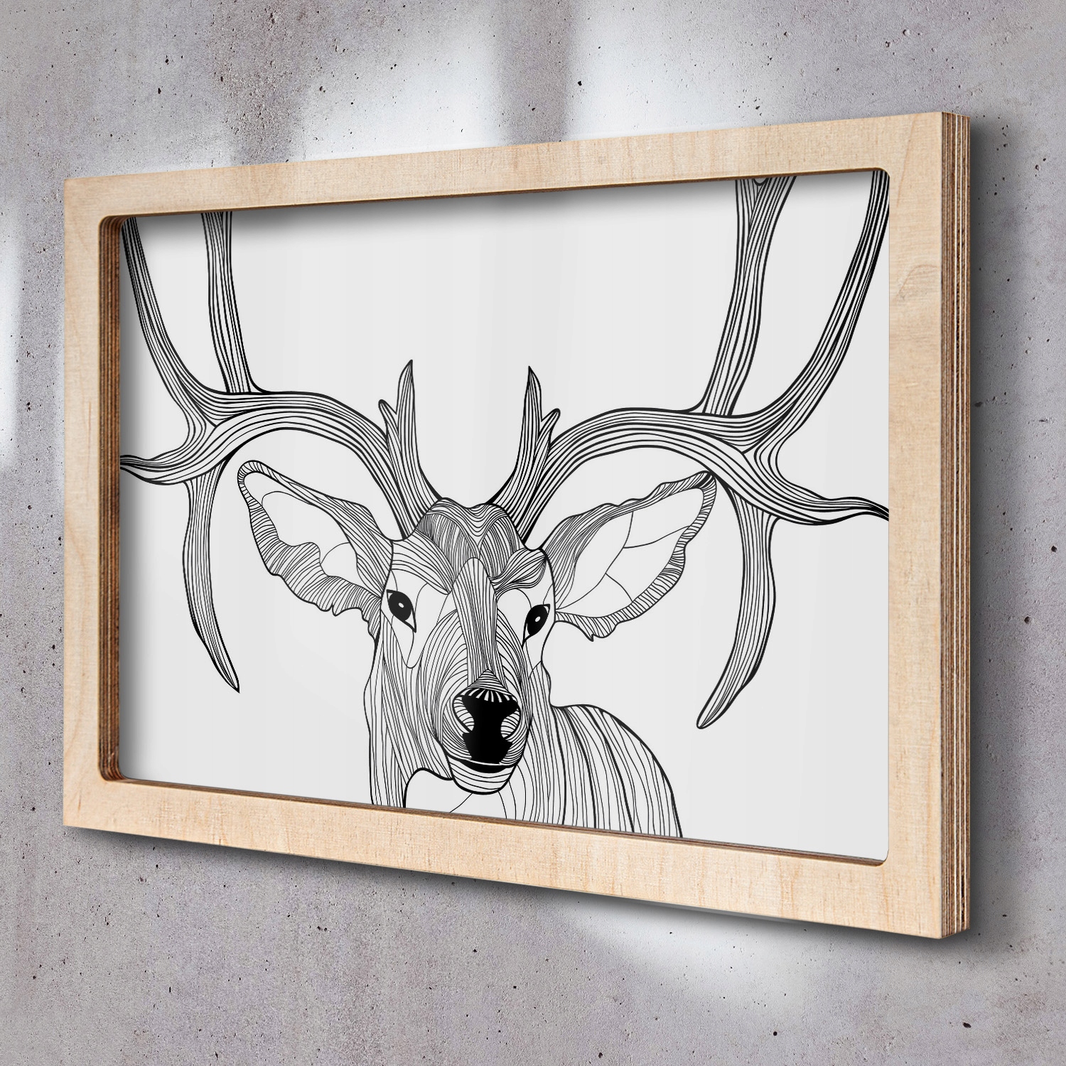 Fotoobraz s rámečkem Jelen paroží grafika 65x45 cm