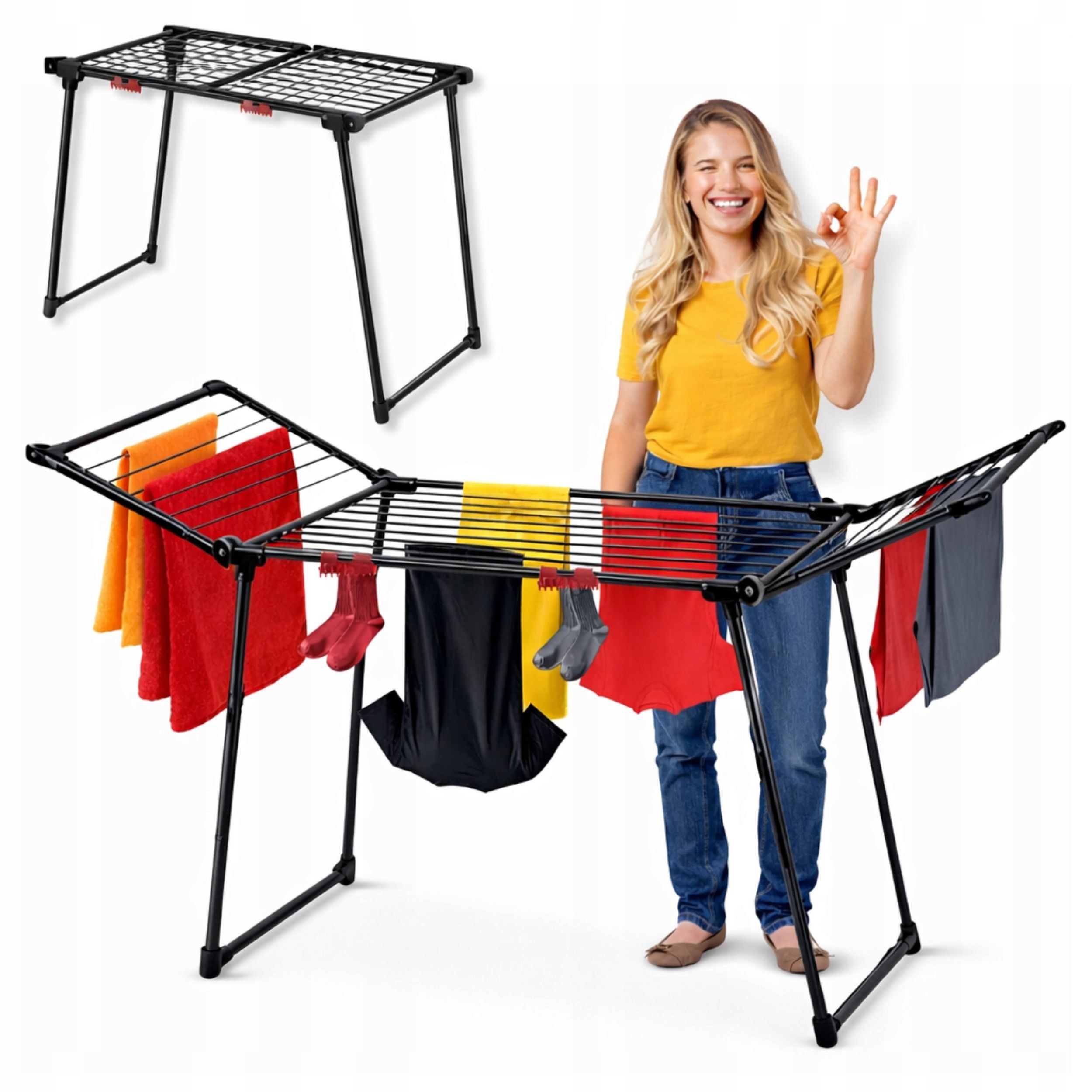 Levně Sušák Na Prádlo, Stojící, Skládací Balkonový Klips Na Ponožky