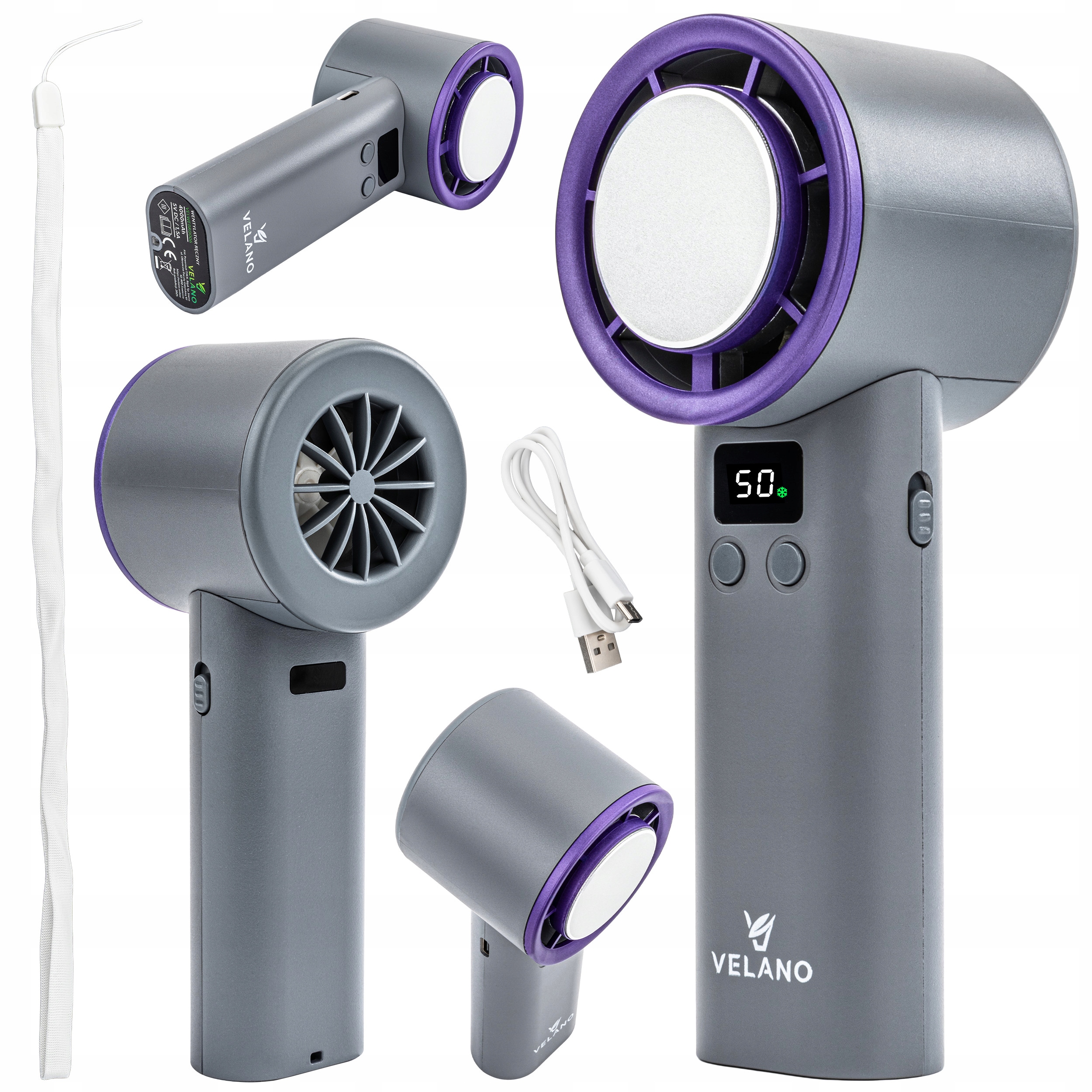 Mini ventilátor Velano VELWEBR0006 stříbrný/šedý