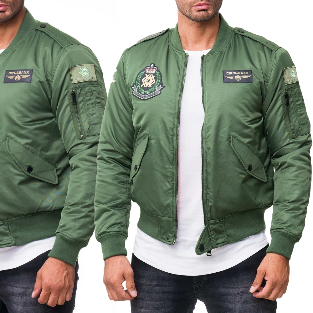 Bunda Cipo Baxx Bomber Přechodka Pilotka AirForce MIlitary Nášivky