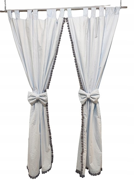 

Zasłony 100x150 na szelkach z pomponami