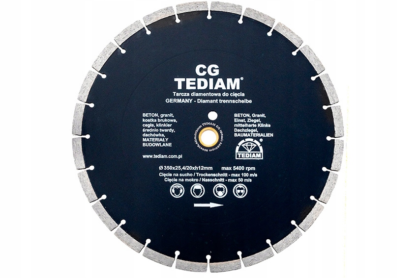 Diamantový kotouč Tediam Cg 300x25.4 mm segmentový 12 mm pro betonu kostky