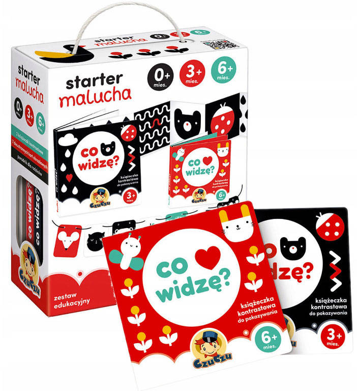 CZUCZU STARTER MALUCHA KSIĄŻECZKI SENSORYCZNE KONTRASTOWE 0M+ Materiał karton