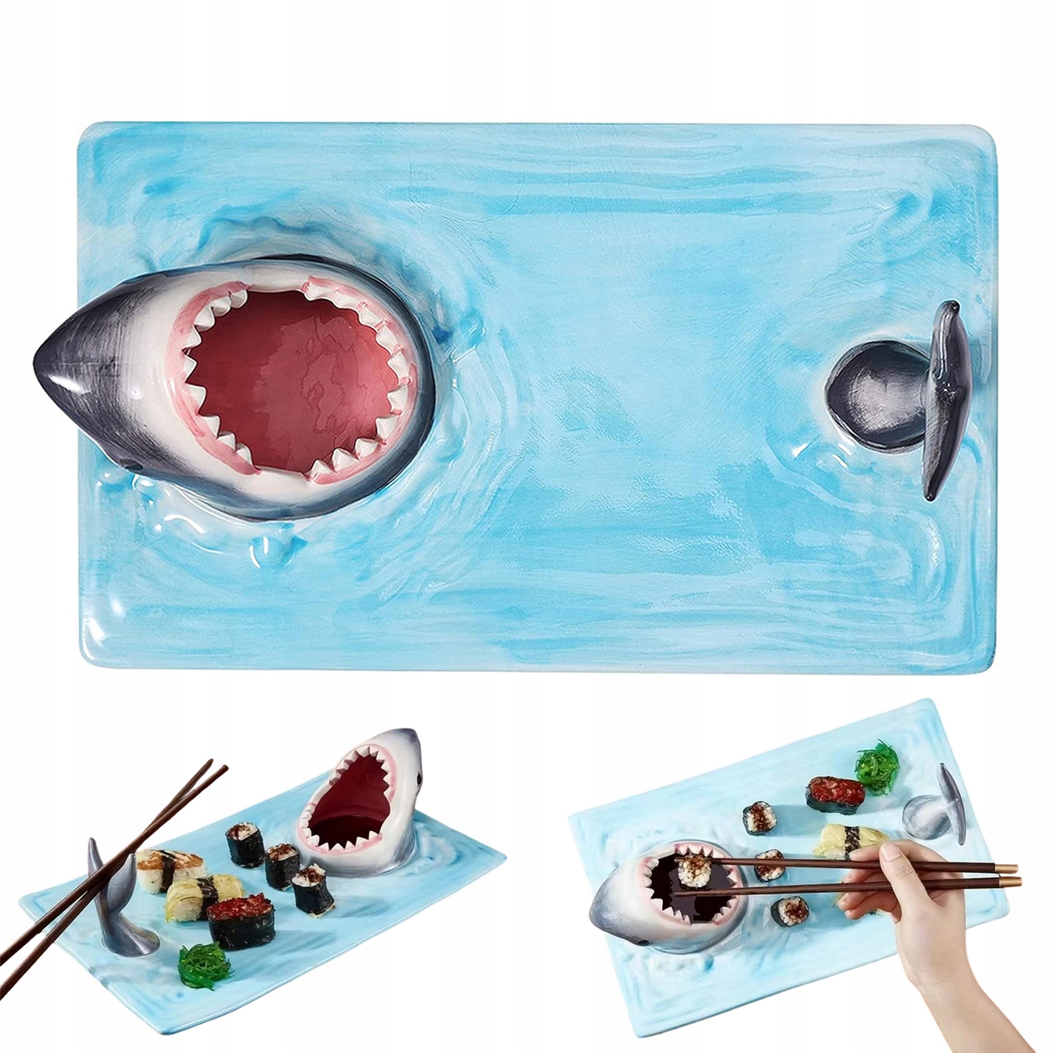 Keramický Žraločí Talíř Na Sushi, Odolný, Vysoce Kvalitní, Elegantní Tvar