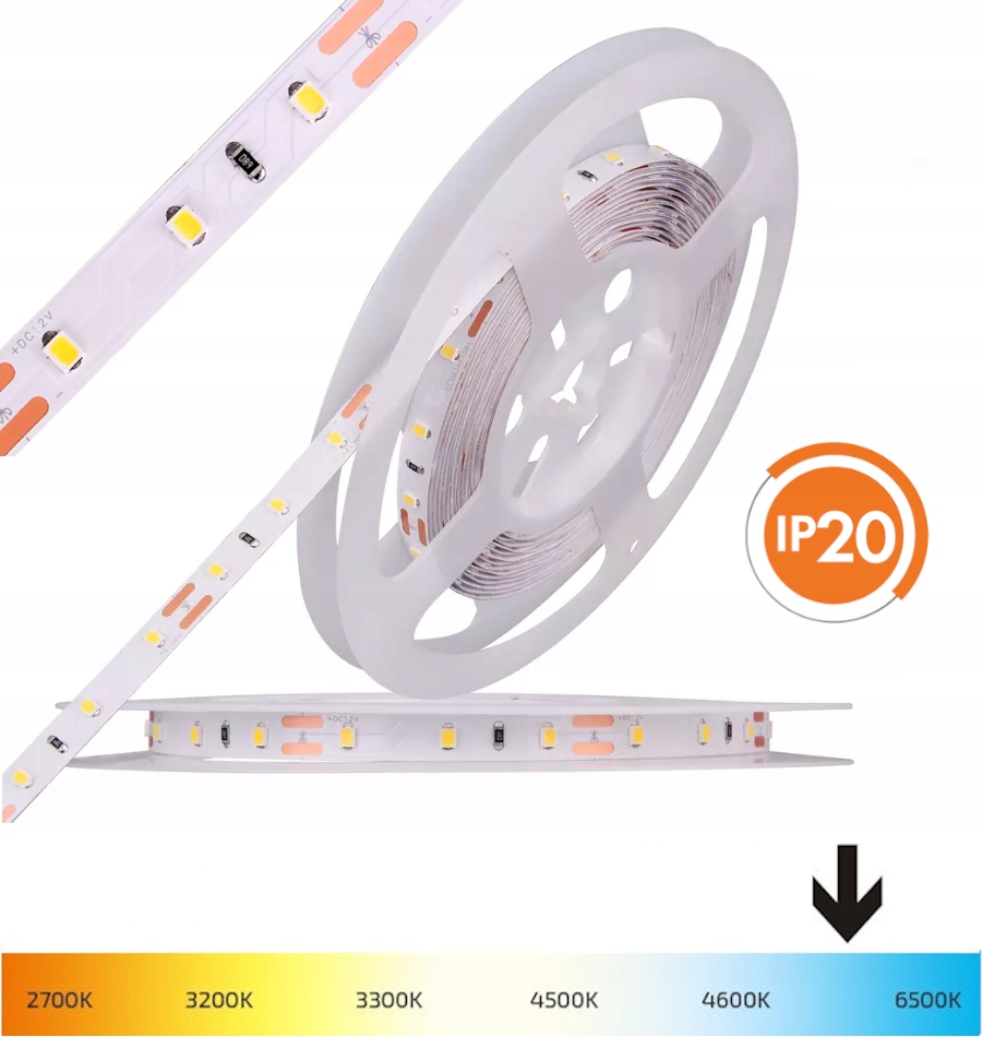 TAŚMA PASEK LED 2835 IP20 BIAŁY ZIMNA 6000K 5m