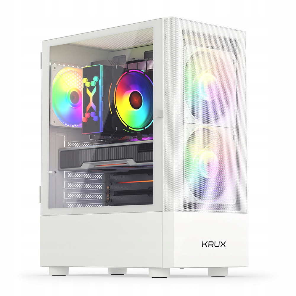 Počítačová Skříň Atx Krux Vako White Rgb, Atx, mATX, 3x Argb ventilátory, 159 mm Cpu