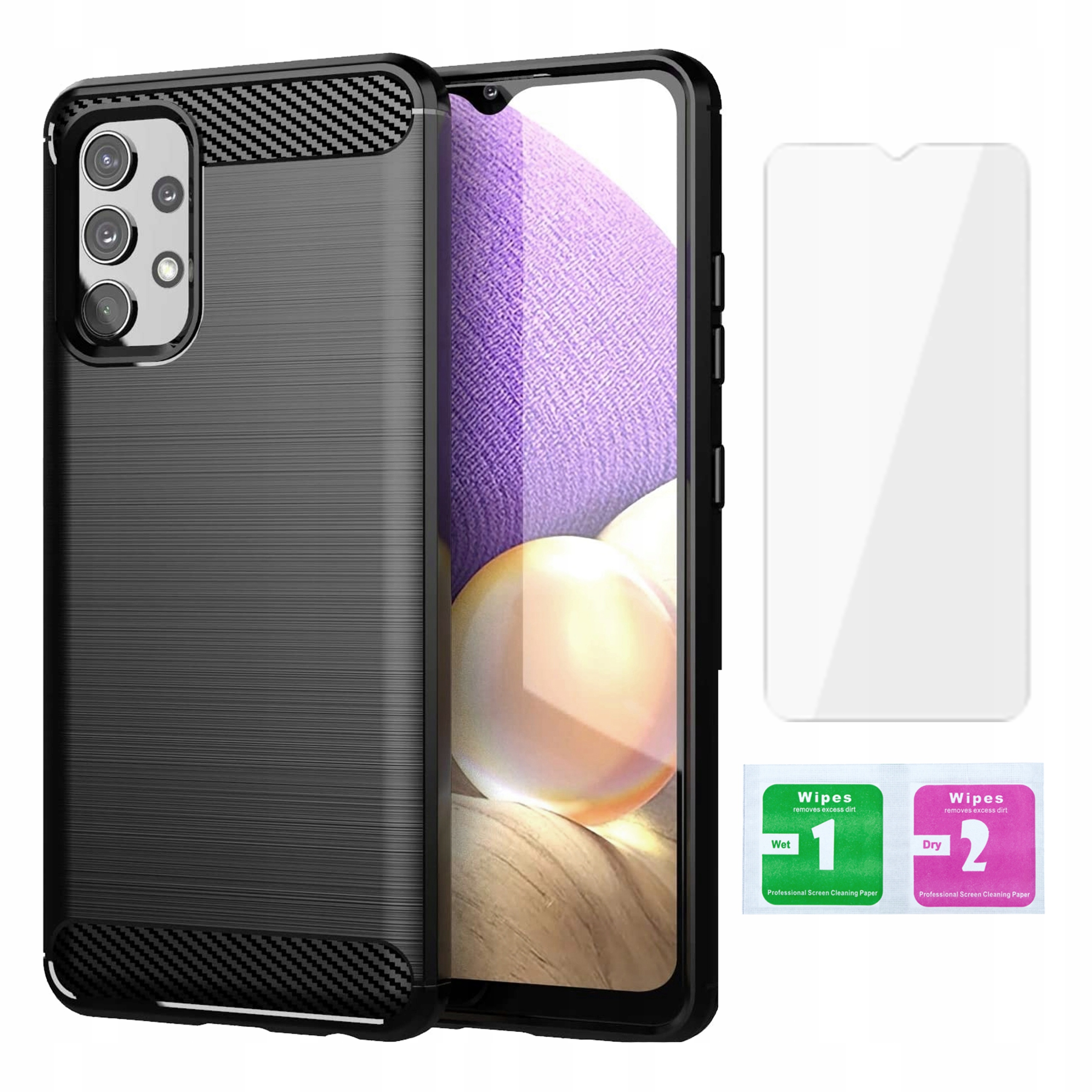 

Etui Pancerne Karbon do Samsung A32 4G Szkło