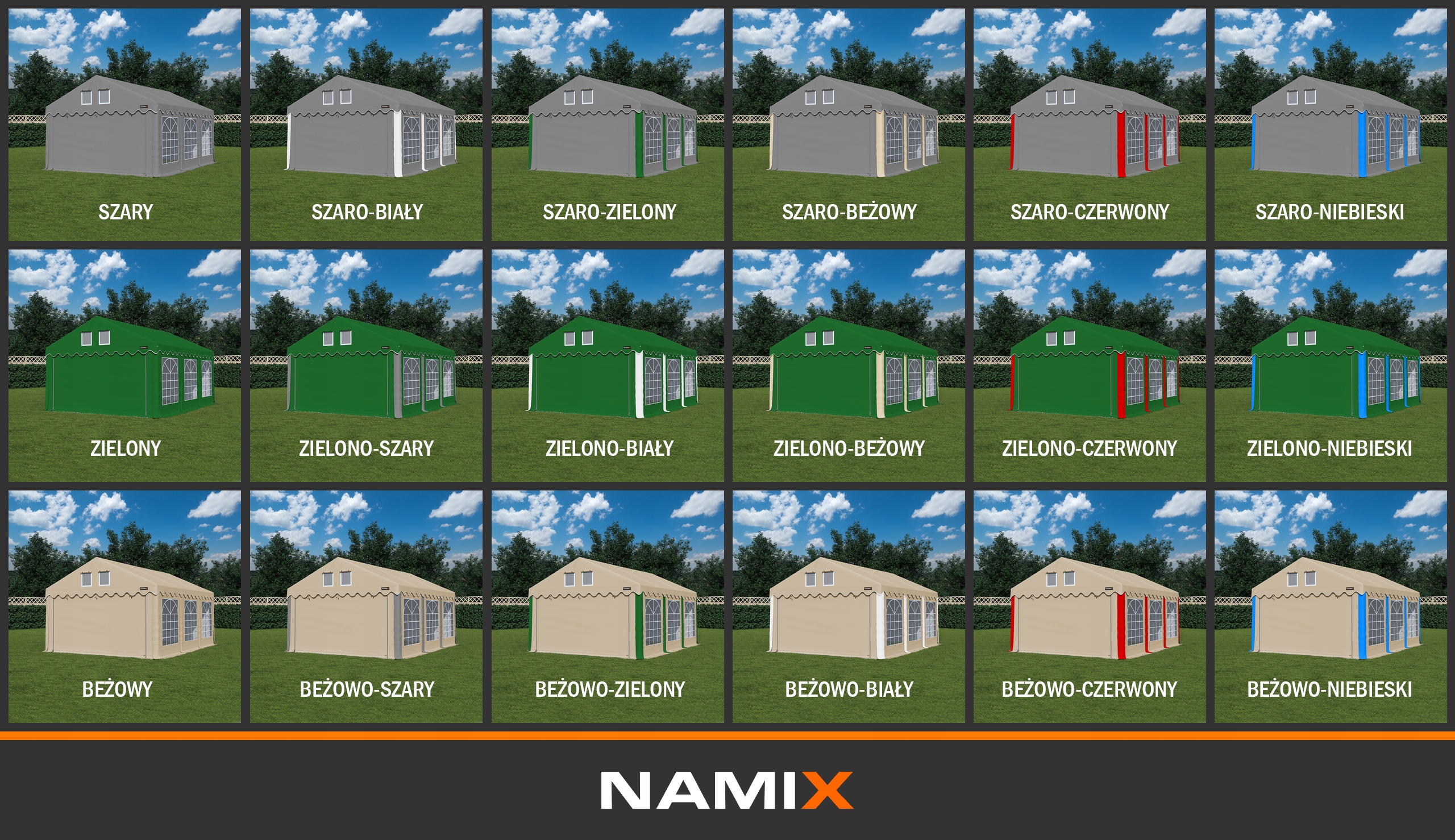 NAMIOT imprezowy ogrodowy handlowy RÓŻNE KOLORY Liczba ścianek bocznych 6 ścianek