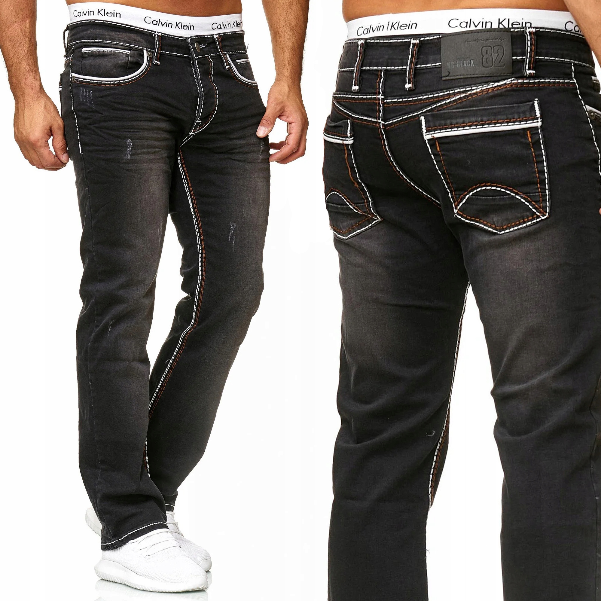 Džíny Džínové kalhoty Denim Regular Tlustá nit