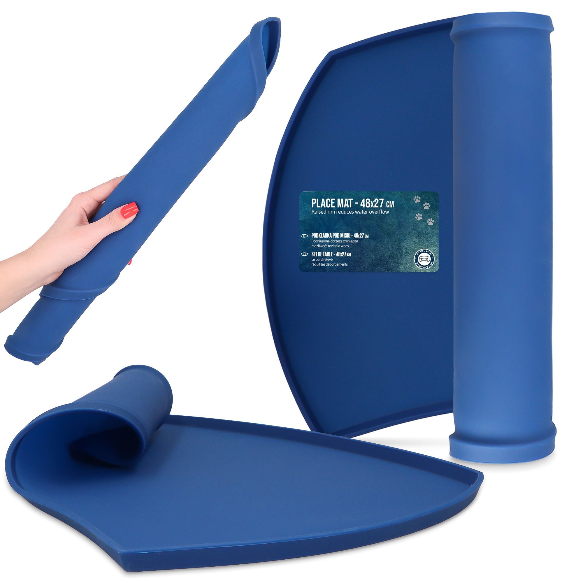 Levně Mata Podložka Misky Psa Kočky 48x27 Podstavec Miska Voděodolná Silikono 8P