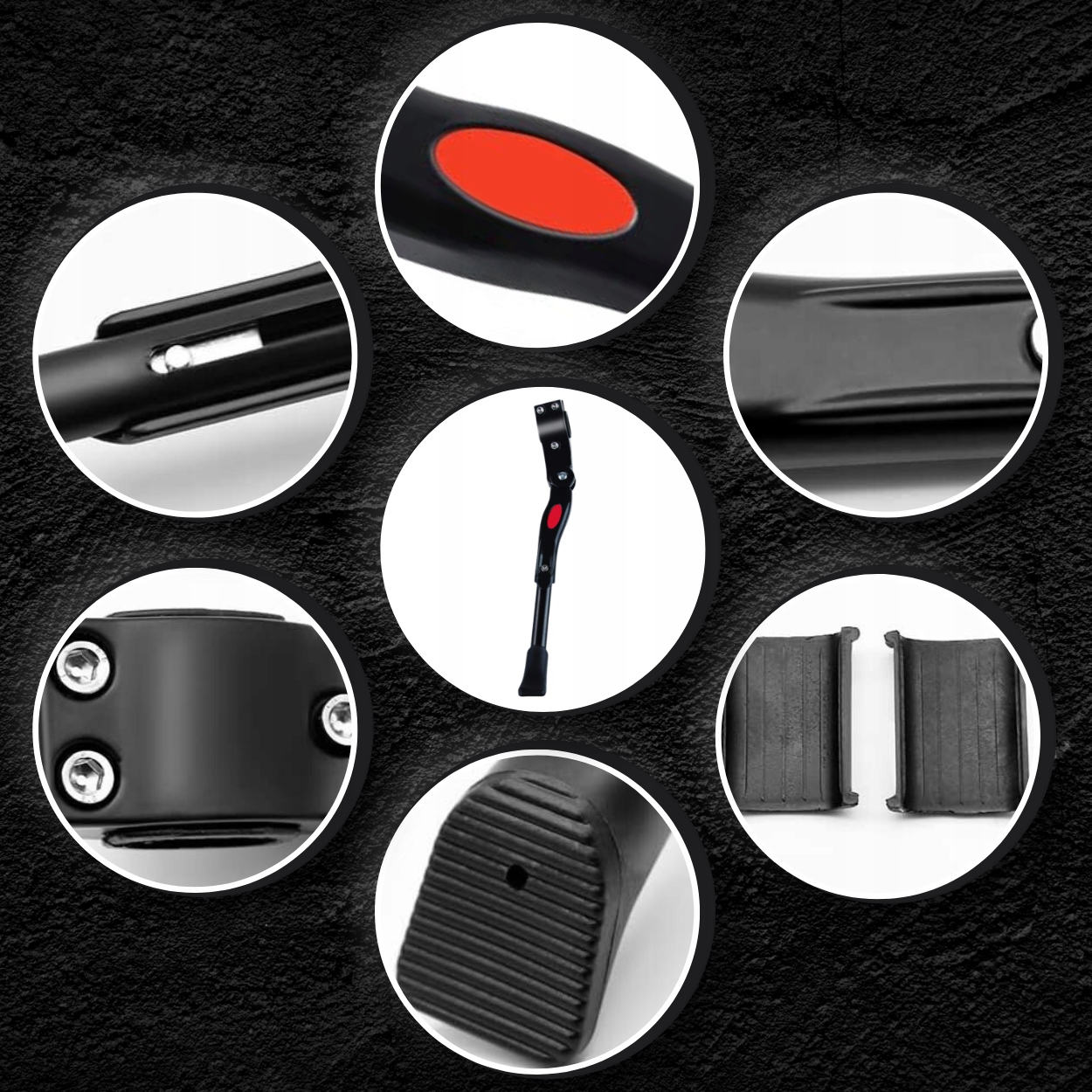 PODPÓRKA STOPKA ROWEROWA NÓŻKA REGULOWANA DO ROWERU TYLNA BOCZNA ALUMINIOWA Kolor dominujący czarny