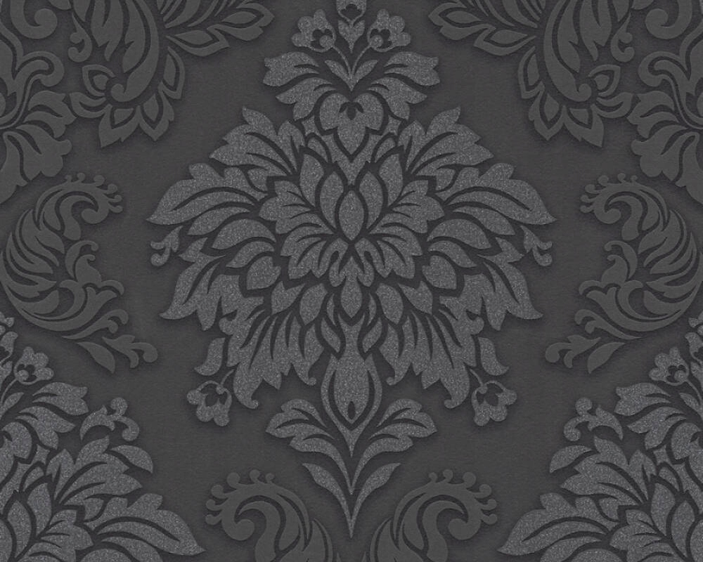 TAPETA ZMYWALNA ORNAMENT GLAMOUR BROKAT CZARNA