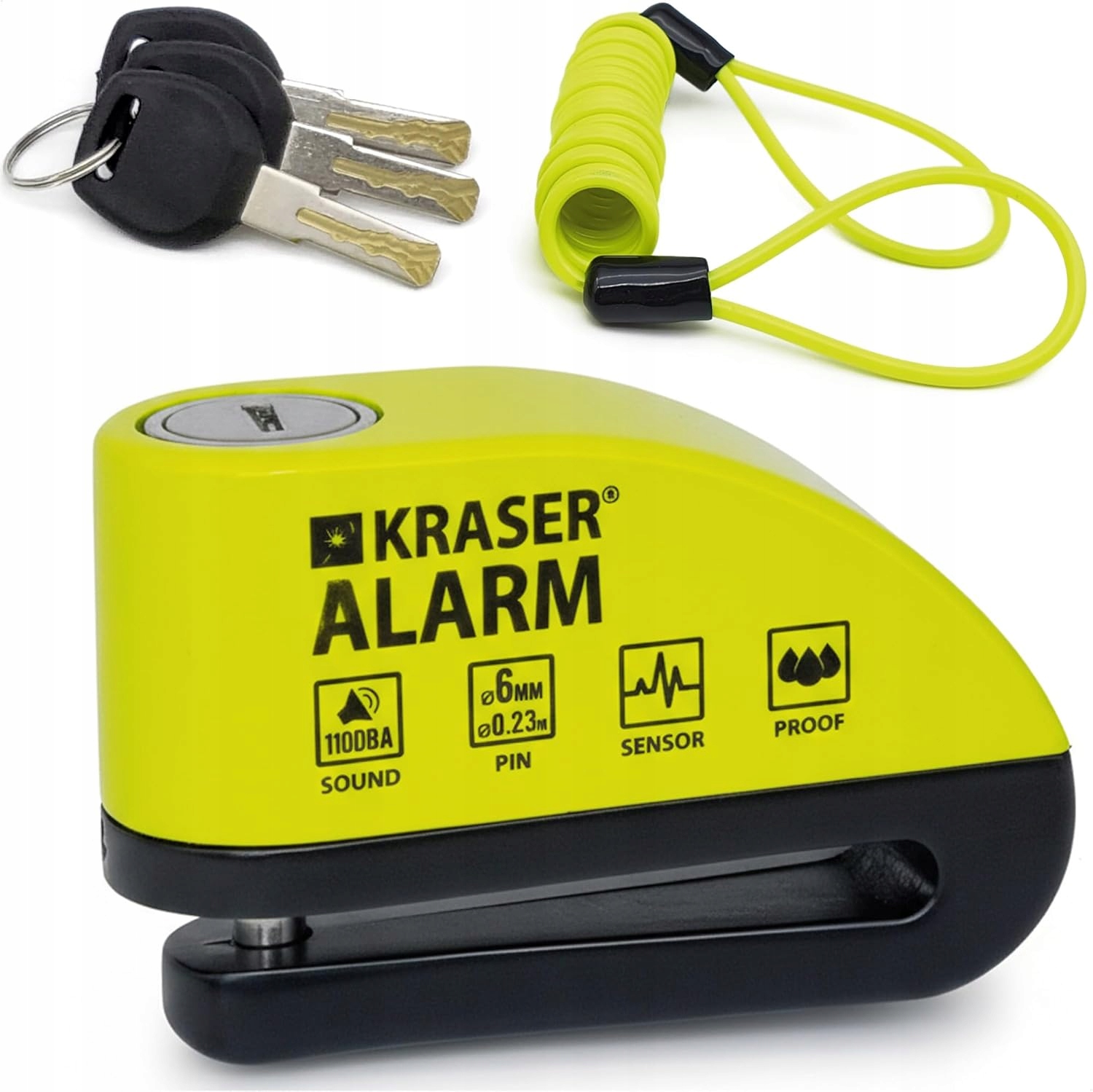Zámek brzdového kotouče s alarmem 110dB, kolík 6mm, sada