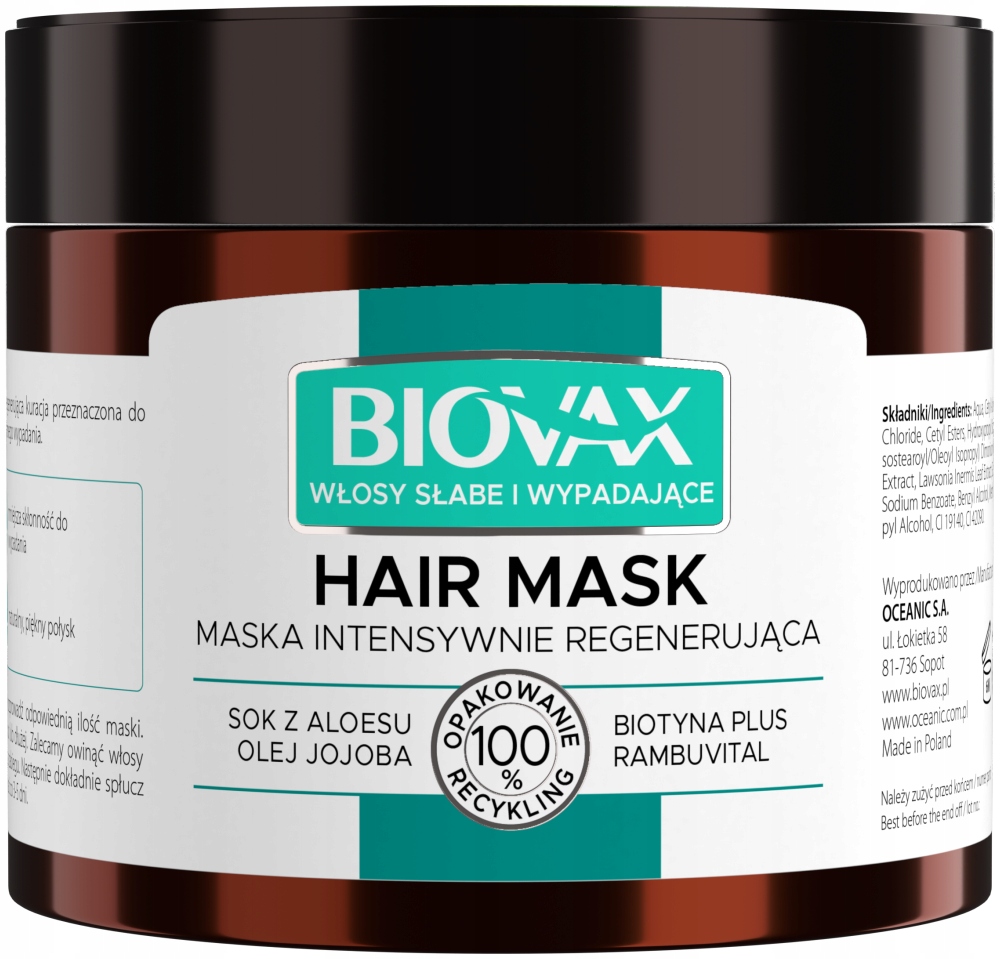 

Biovax Maska wypadanie włosów biotyna aloes 250 ml