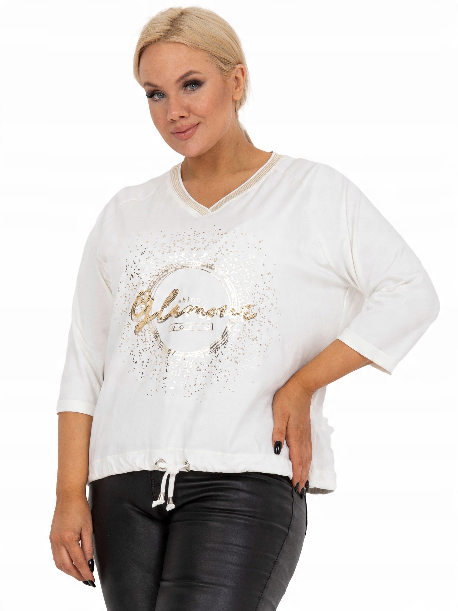 

Bluzka Damska plus size z dekoltem w serek cekiny