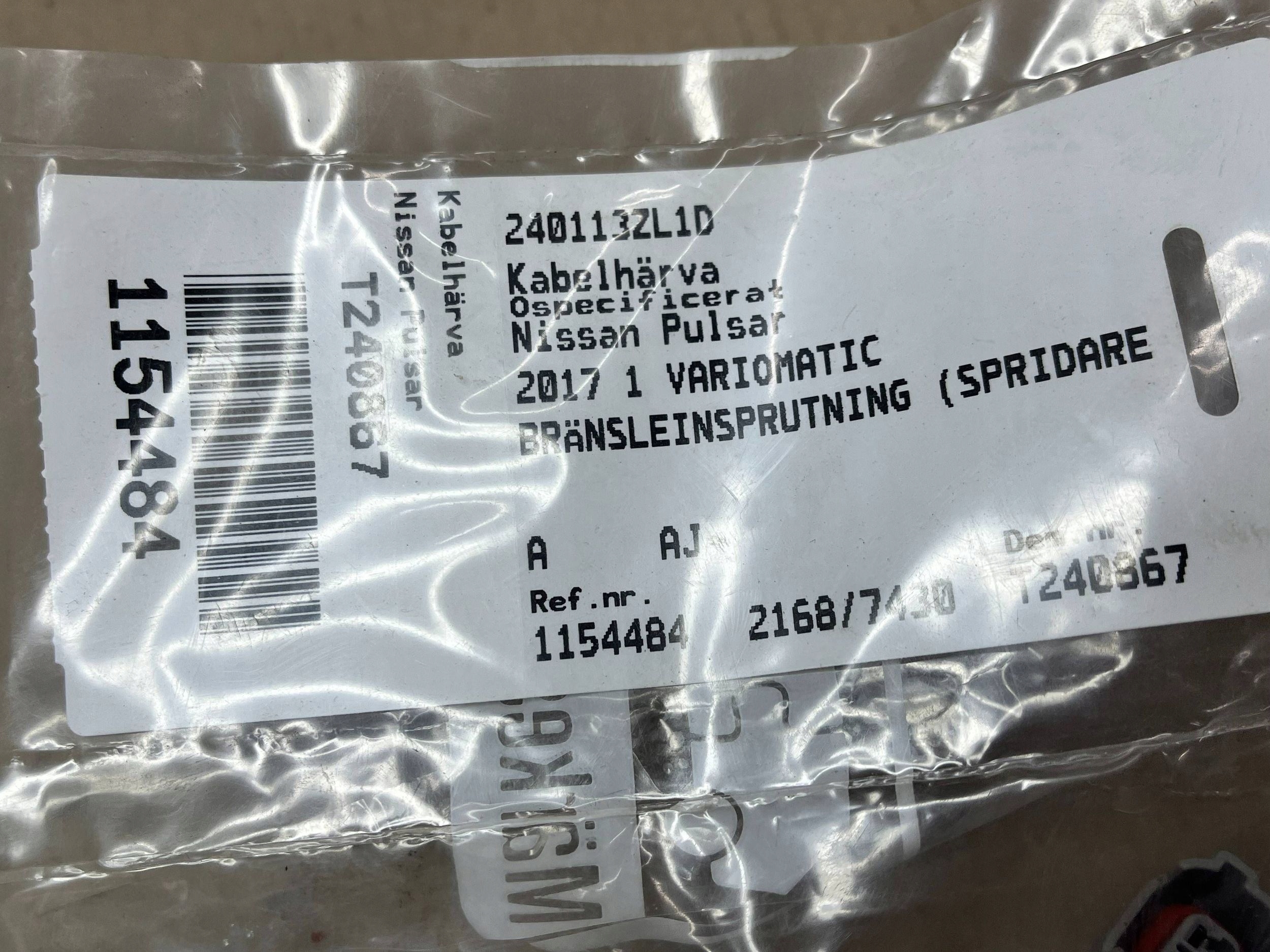 bundle wtryskiwaczy Nissan Pulsar 240112054R