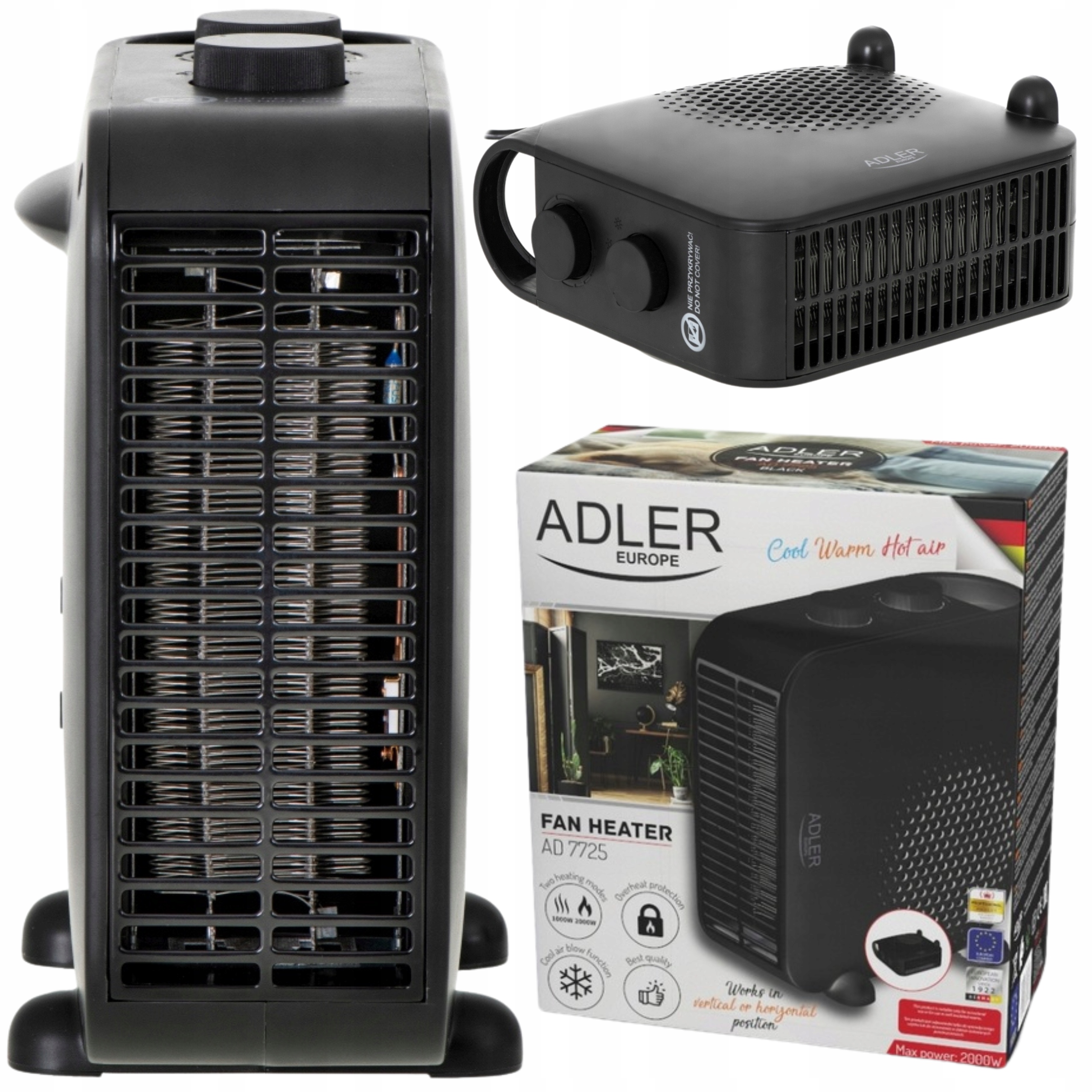 Mocny Termowentylator Farelka Grzejnik Elektryczny Z Dmuchawą 1000 2000W