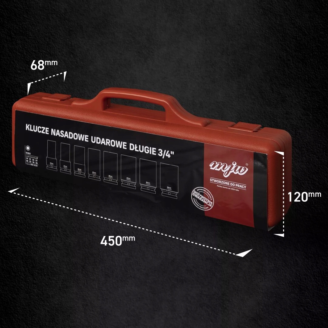 ZESTAW NASADEK UDAROWYCH DŁUGICH 3/4" Waga produktu z opakowaniem jednostkowym 5.3 kg