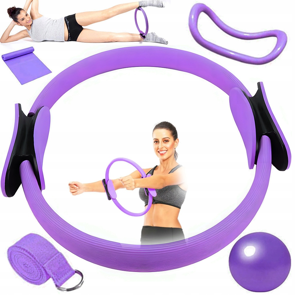 Piłka Do Jogi/pierścień/pas Pilates Ring Pas Oporowy Zestaw 5SZT -fioletowy