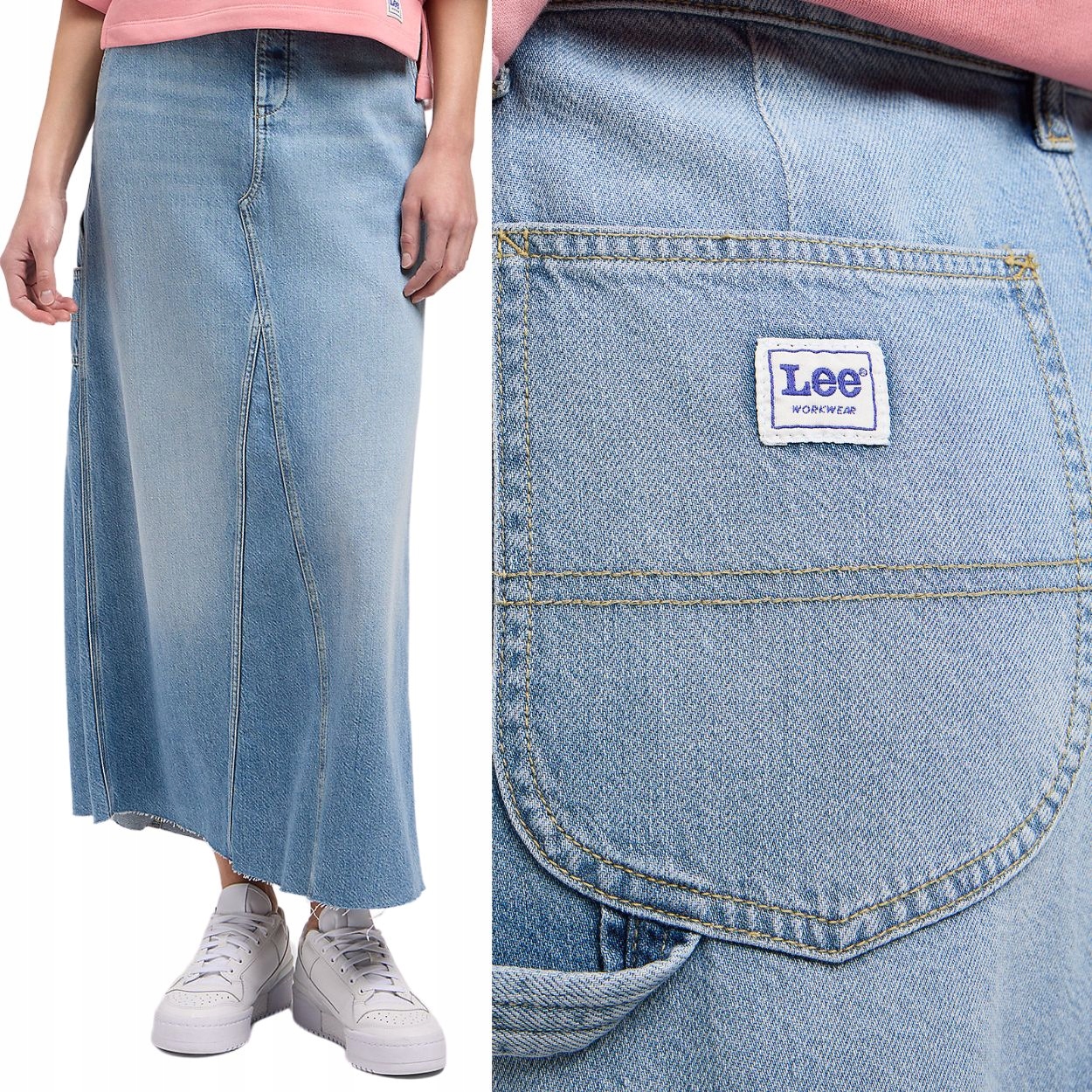 Lee Carpenter Skirt Workwear In Tranquility Dlouhá Džínová Sukně W28